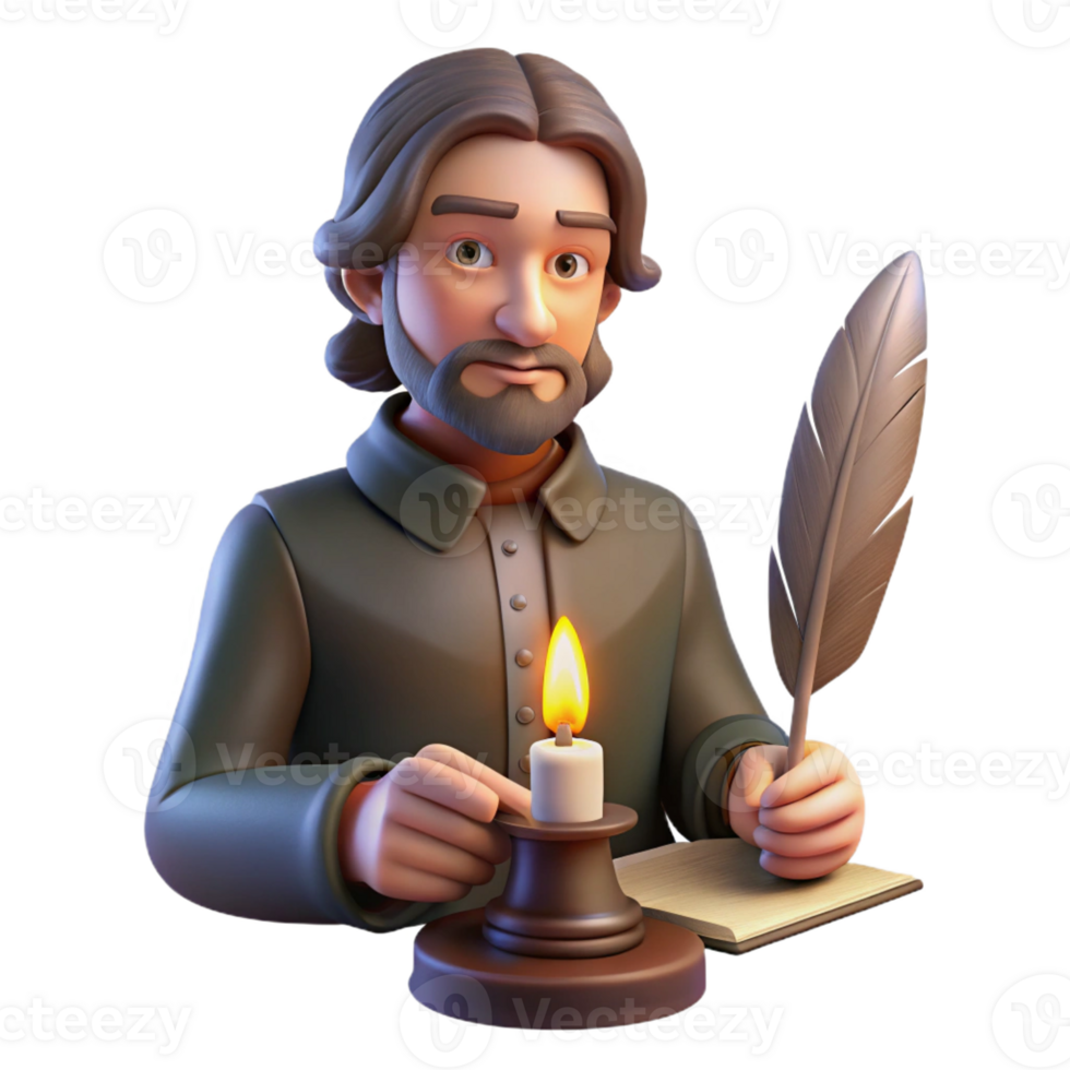 impressive contemporary Portrait of a Melancholic Poet with a premium png
