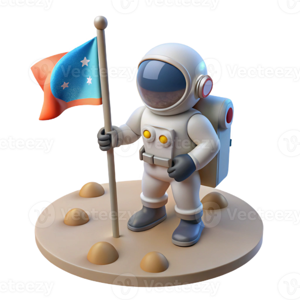vibrant classic A Lone Astronaut Planting a Flag on a high quality png