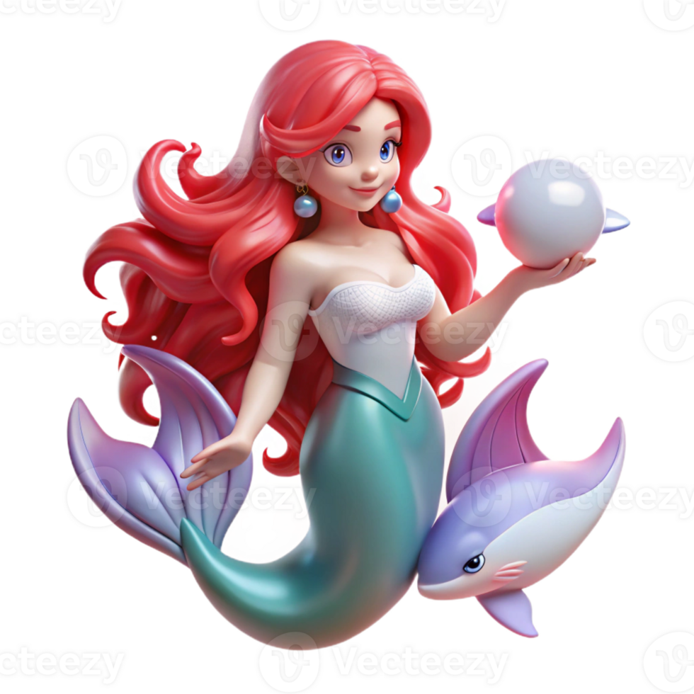 elegant classic A Mermaid with Flowing Red Hair and a high quality png