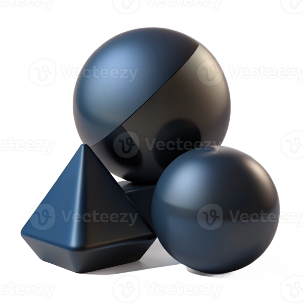 impressive classic Three Intersecting Matte Black Geometric premium png