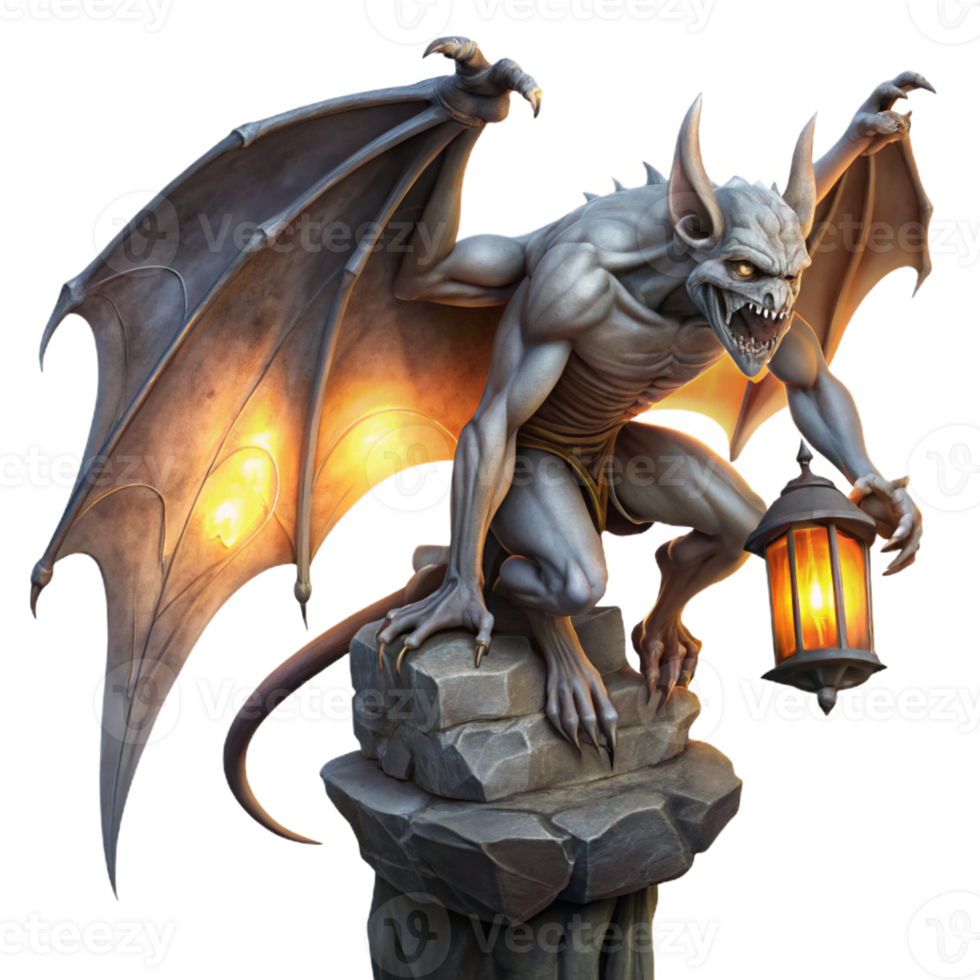 stunning rustic A Grotesque Winged Gargoyle Perched Atop a exclusive png