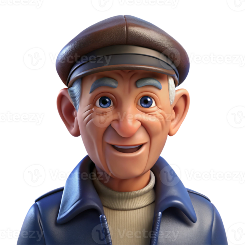 serene artistic Portrait of an Elderly Man with Deep premium png