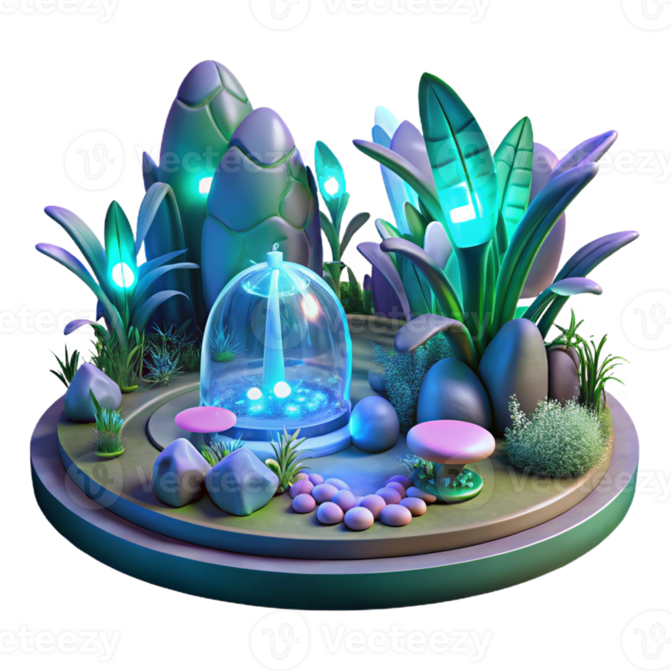 vibrant traditional A Futuristic Garden Filled with authentic png