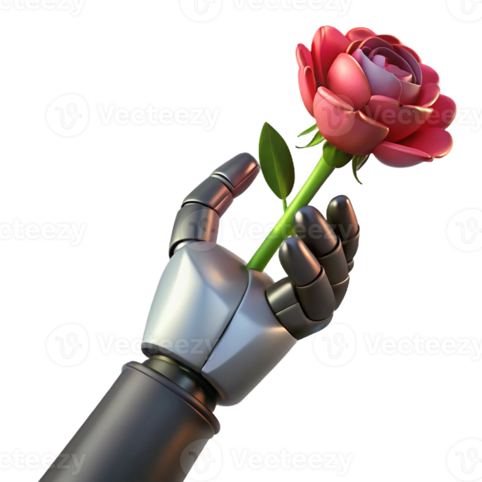 serene classic A Robotic Hand Clutching a Wilted Flower Sy authentic png