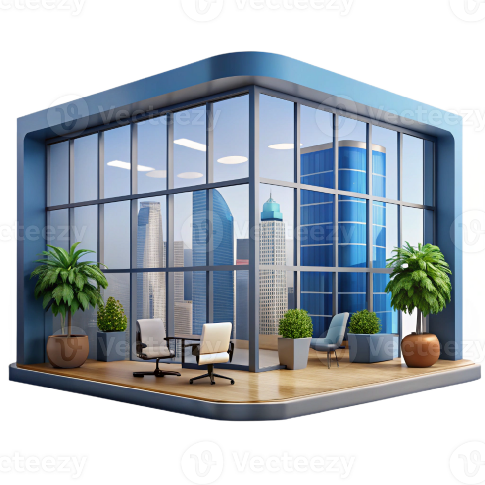 beautiful abstract Modern Office Building Interior with Large W 4K png