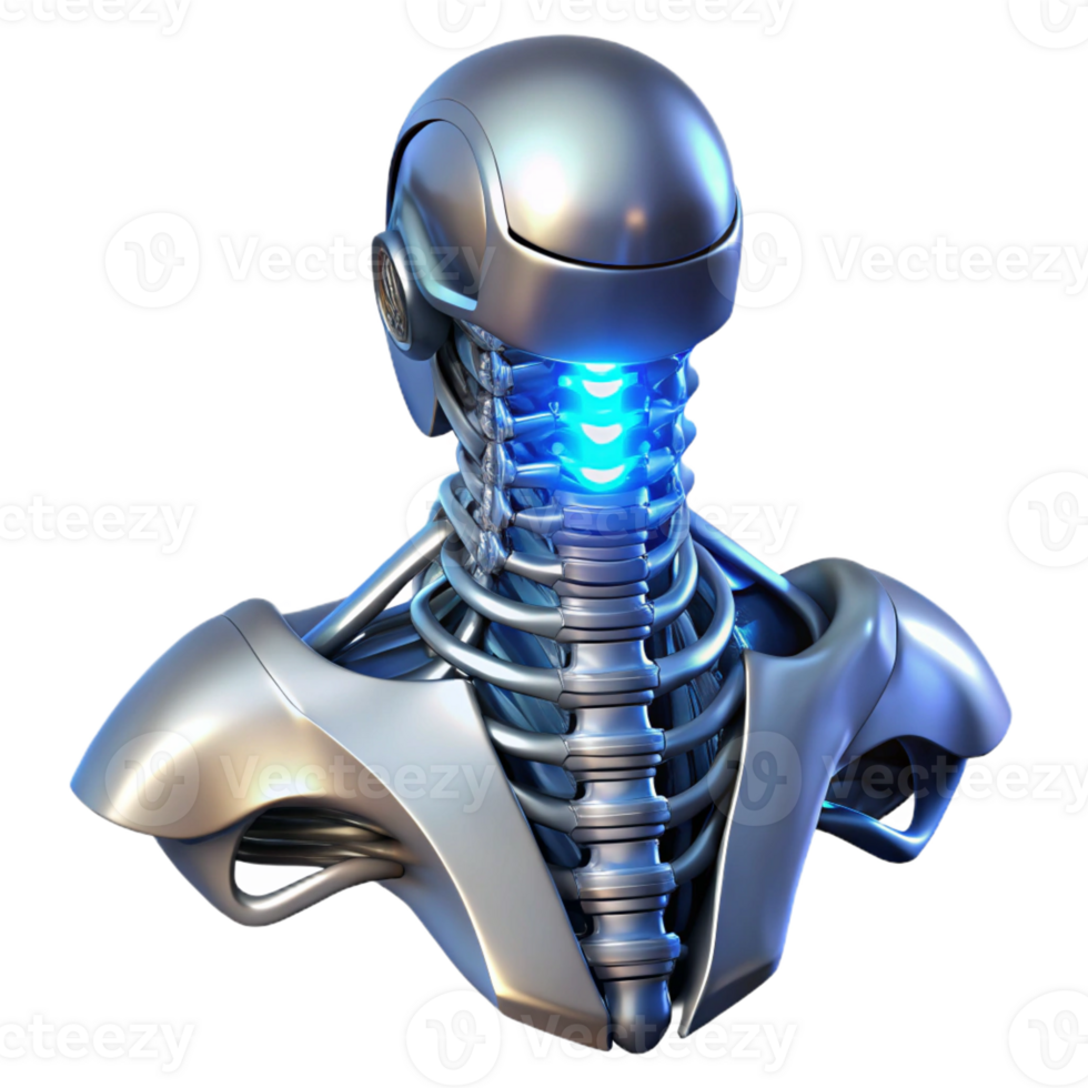vibrant artistic Biomechanical Neck with Exposed Vertebrae 4K png
