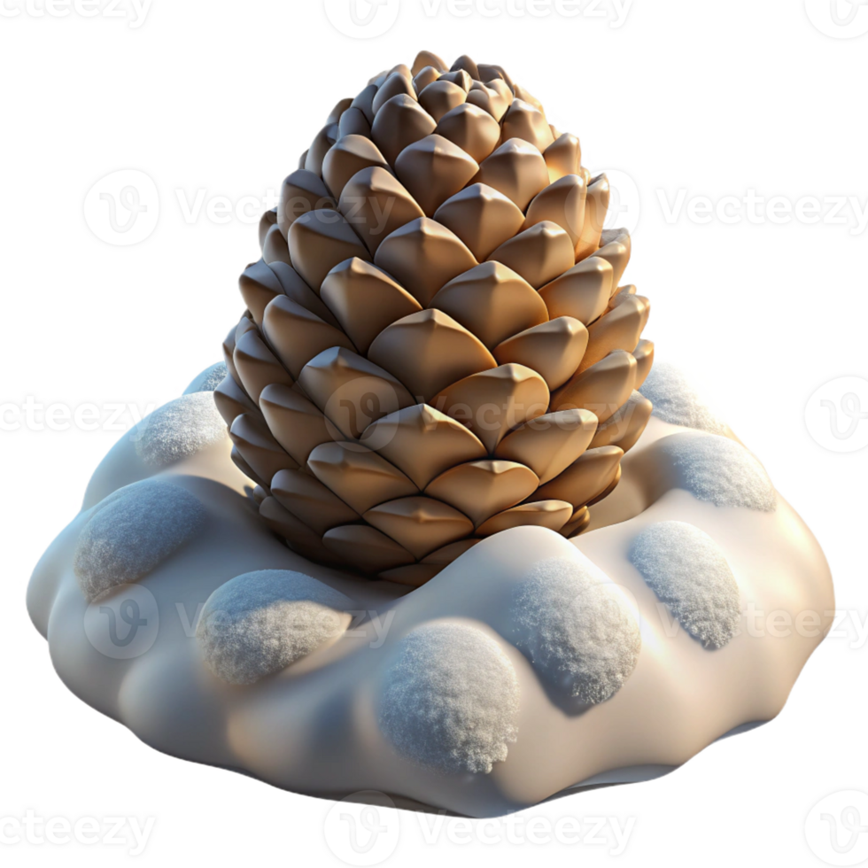 serene contemporary A Snow Covered Pine Cone Resting on a Bed authentic png