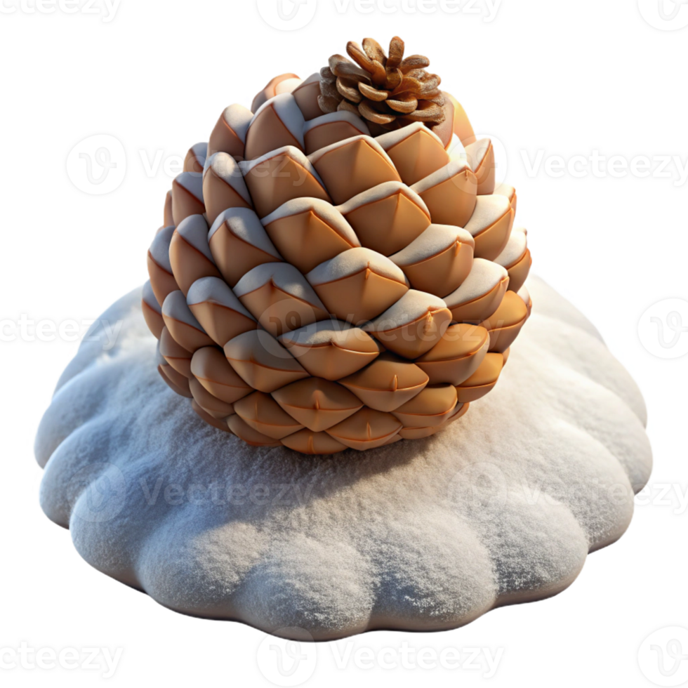 wonderful vintage A Snow Covered Pine Cone Resting on a Bed genuine png