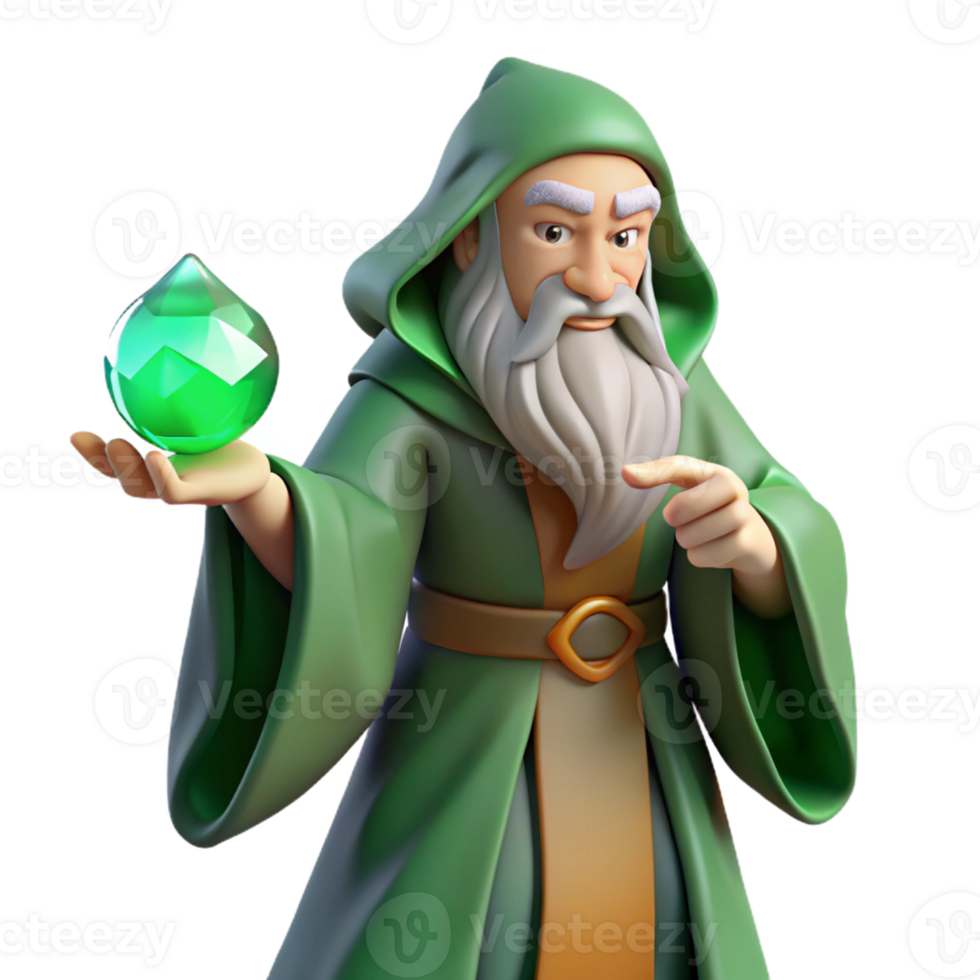 stunning minimalist A Wise Old Wizard with a Long Flowing original png