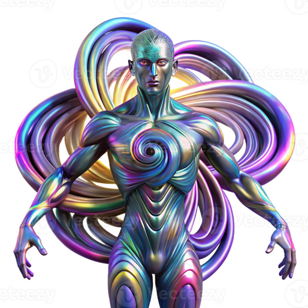 dramatic contemporary A Swirling Vortex of Iridescent Oil Slick genuine png