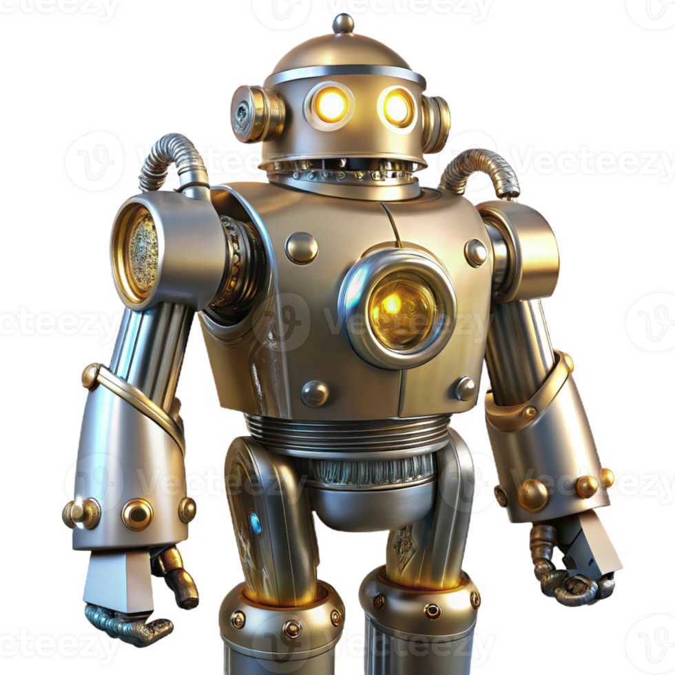 beautiful traditional A Towering Art Deco Inspired Robot high resolution png