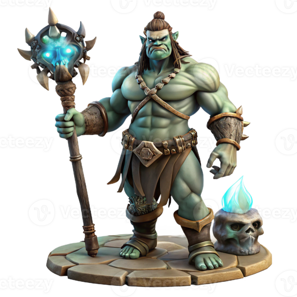 extraordinary modern A Powerful Muscular Orc Shaman Wielding a premium png