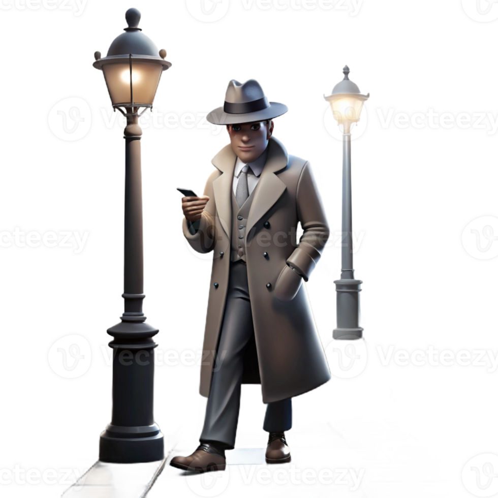 stunning rustic A Lone Detective in a Trench Coat and high resolution png