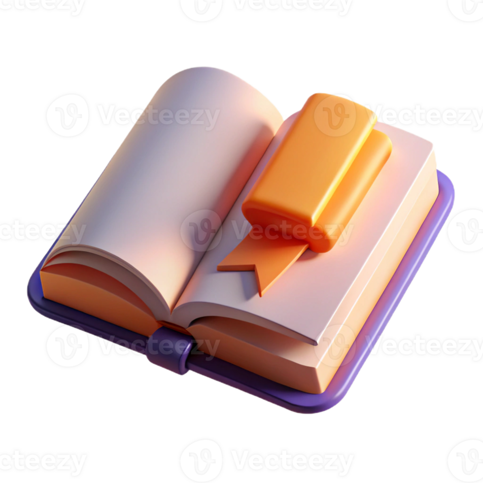 elegant artistic A Single Open Book with a Single Bookmark professional png