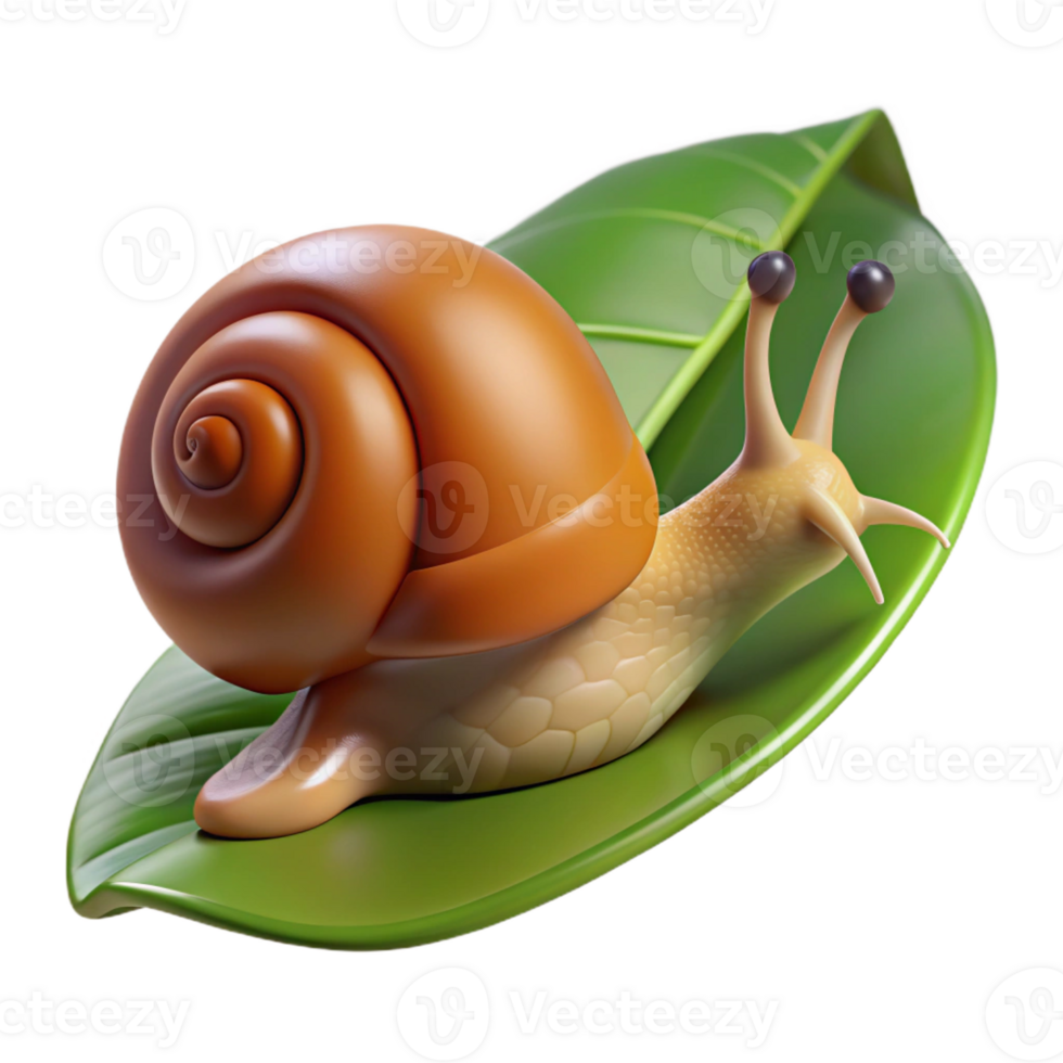 vibrant creative A snail slowly crawling on a leaf, macro photography, detailed shell authentic png