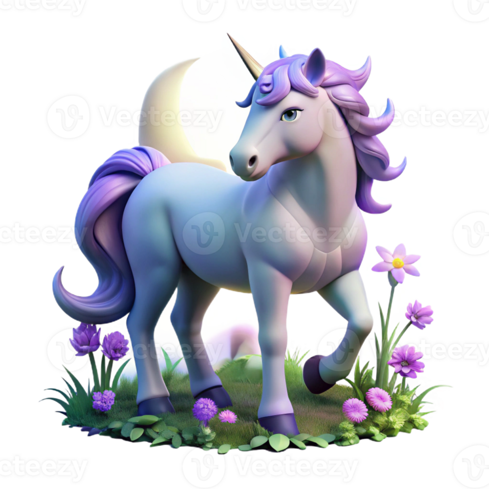 Unicorn Grazing in Moonlit png