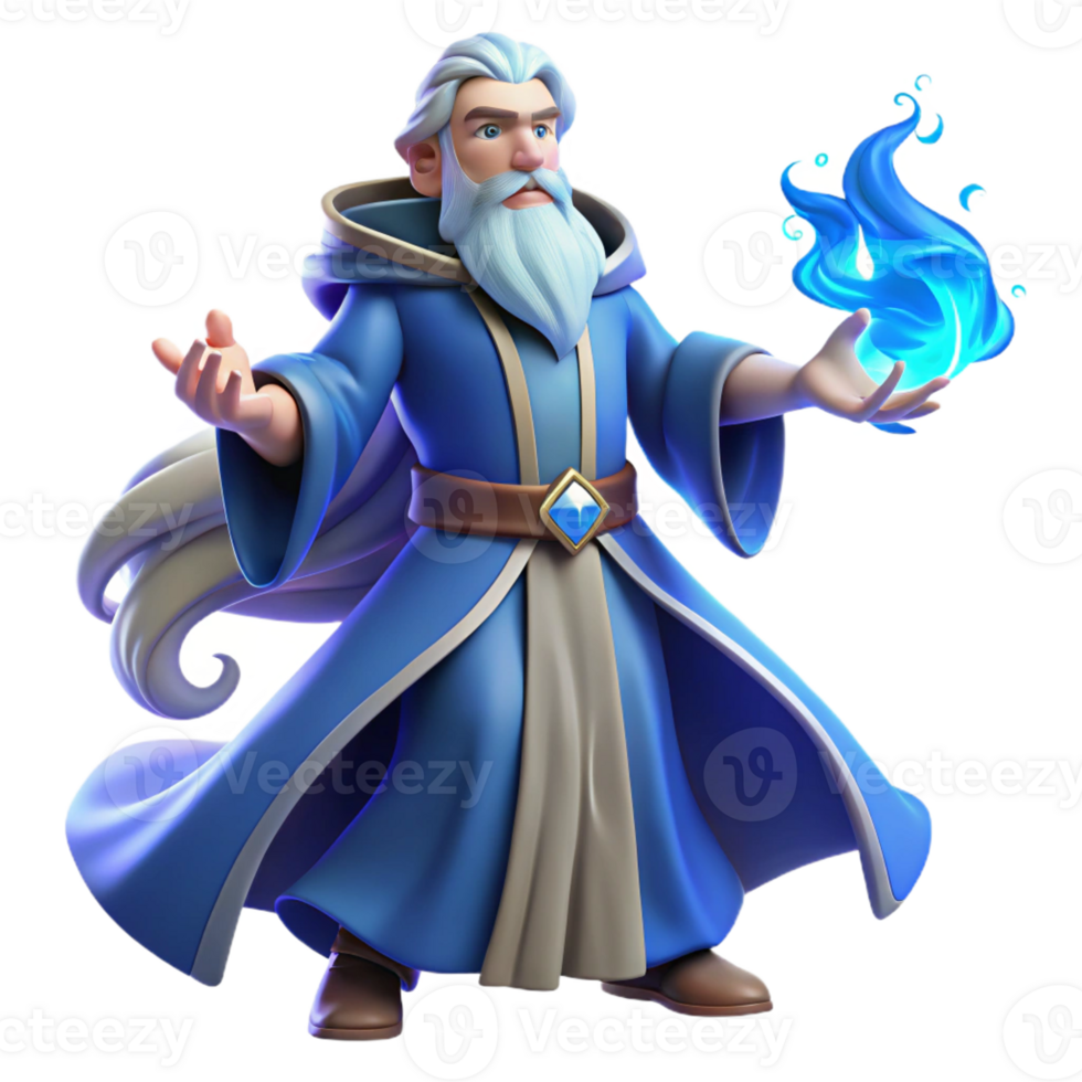 stunning vintage A Powerful Wizard with a Long White Beard authentic png