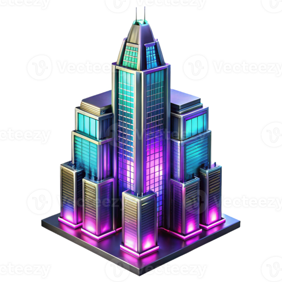 stunning artistic Art Nouveau Skyscraper with Iridescent professional png