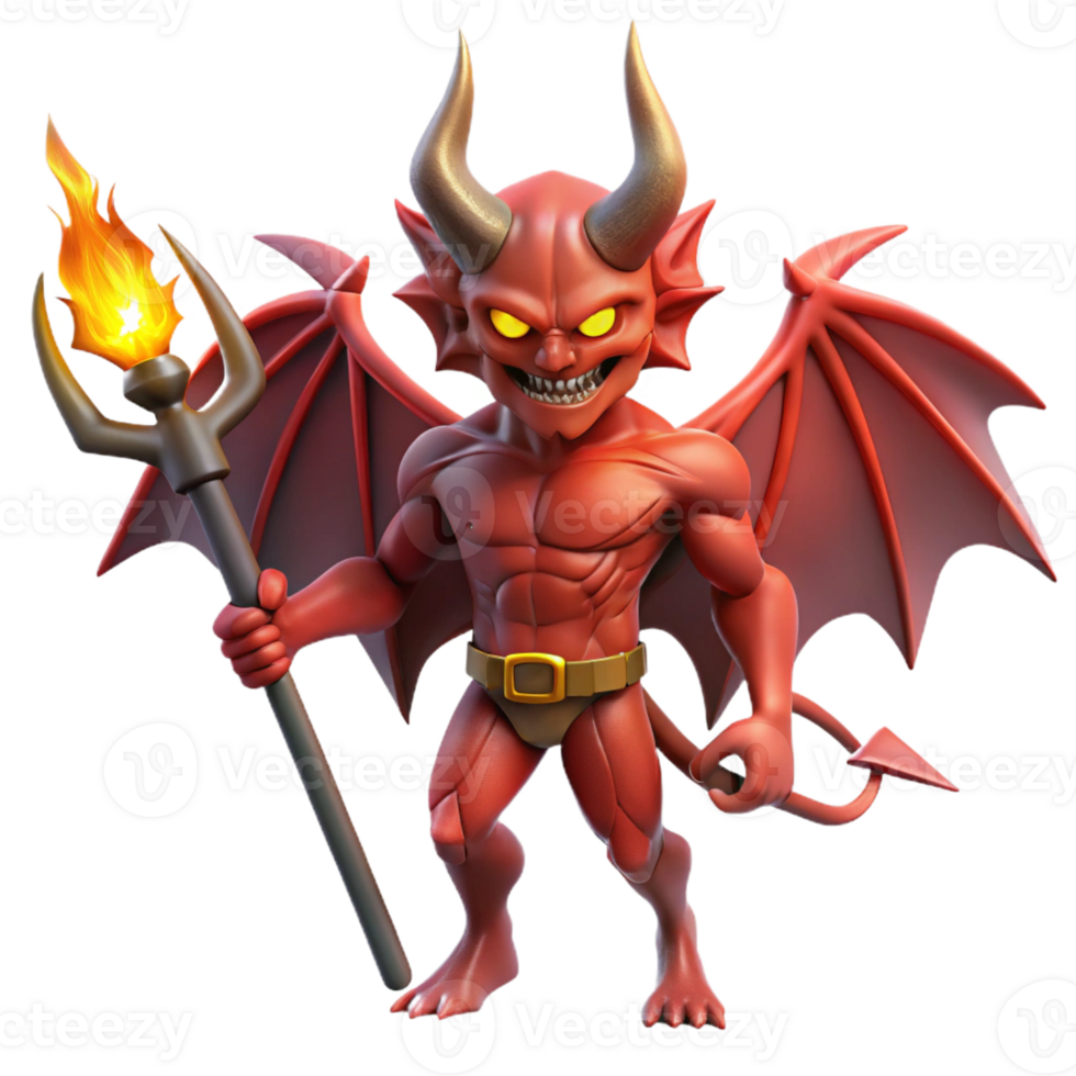 wonderful creative A Fierce Winged Demon with Crimson Skin premium png