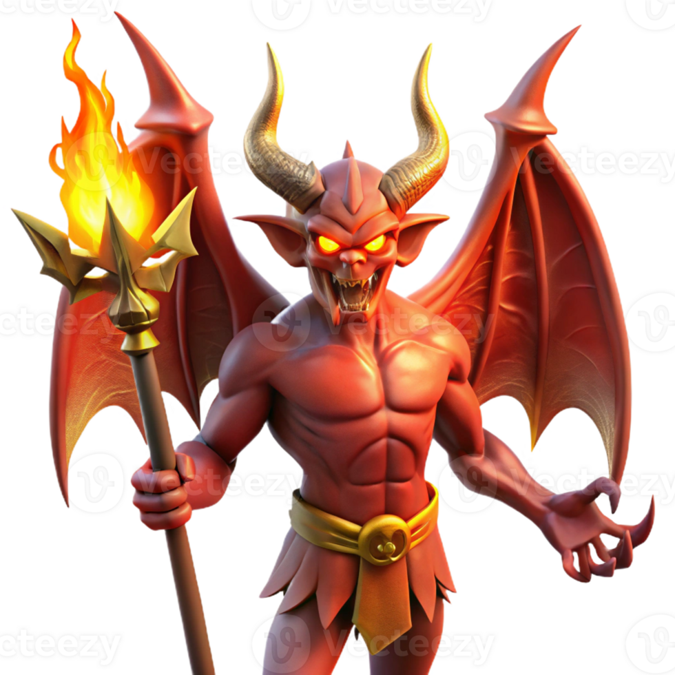 dramatic minimalist A Fierce Winged Demon with Crimson Skin 4K png
