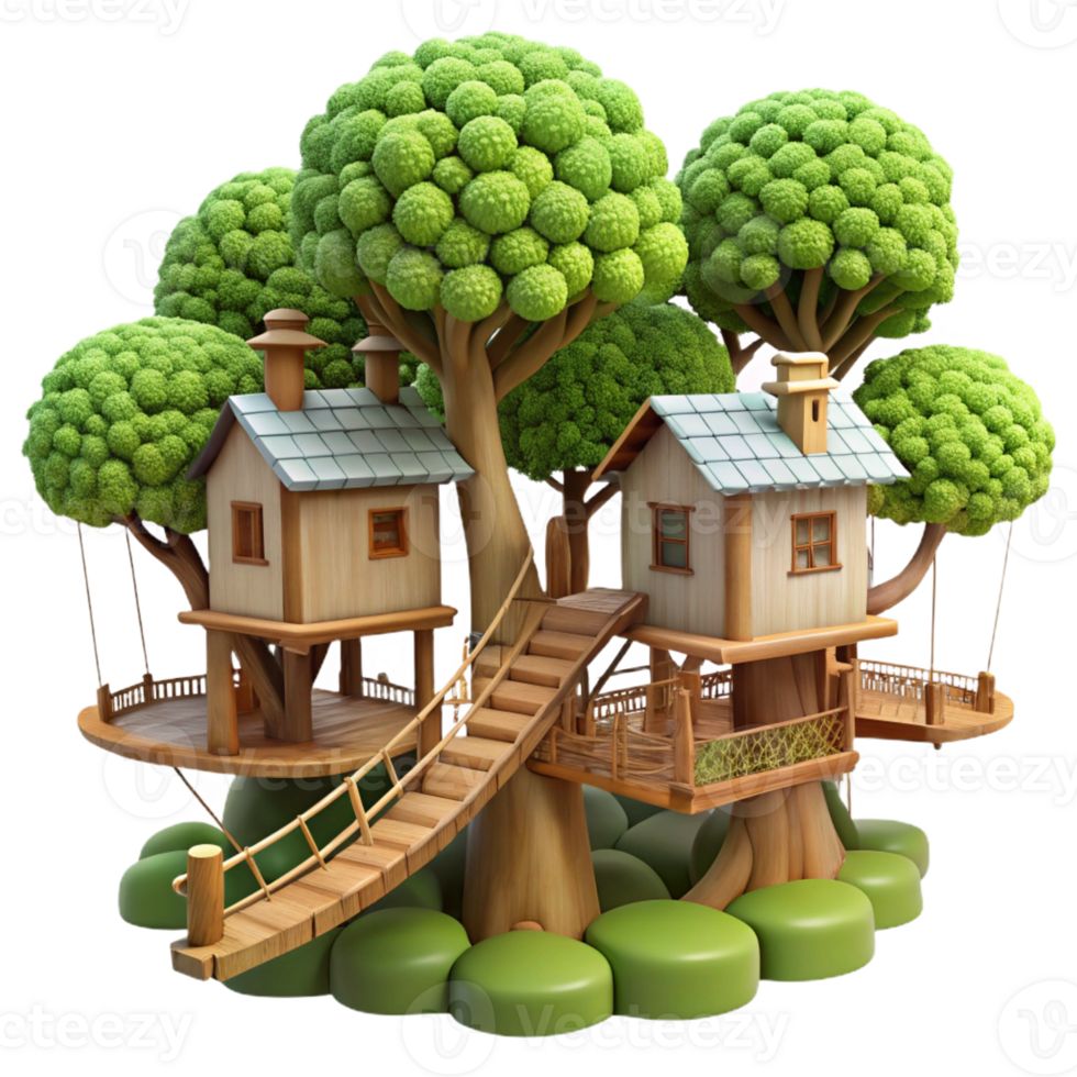 beautiful abstract A Treehouse Village Connected by Rope authentic png