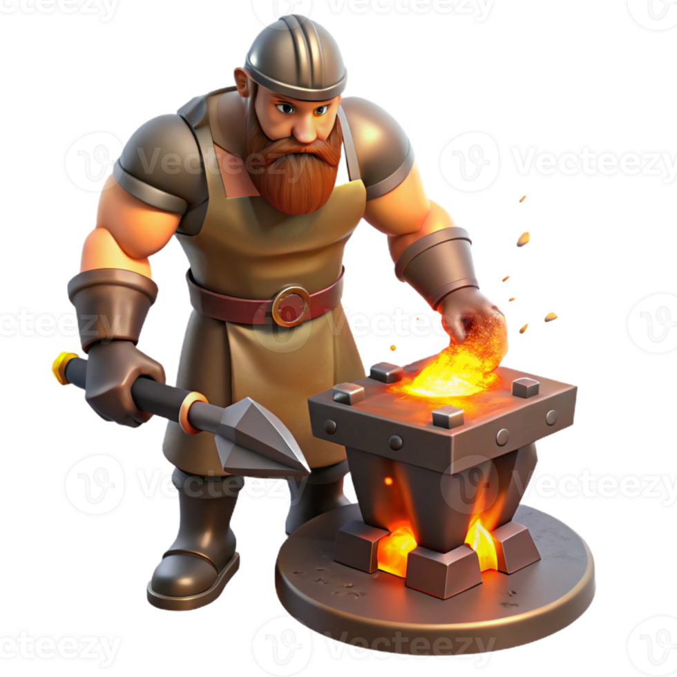 magnificent modern A Stoic Cyclops Forging a Weapon in His genuine png