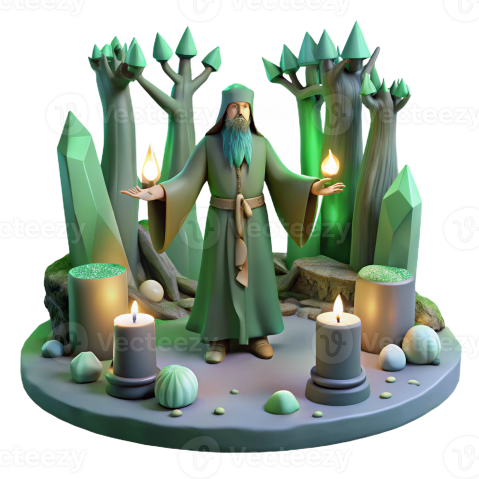 serene creative A Wise Druid Performing a Ritual in a exclusive png