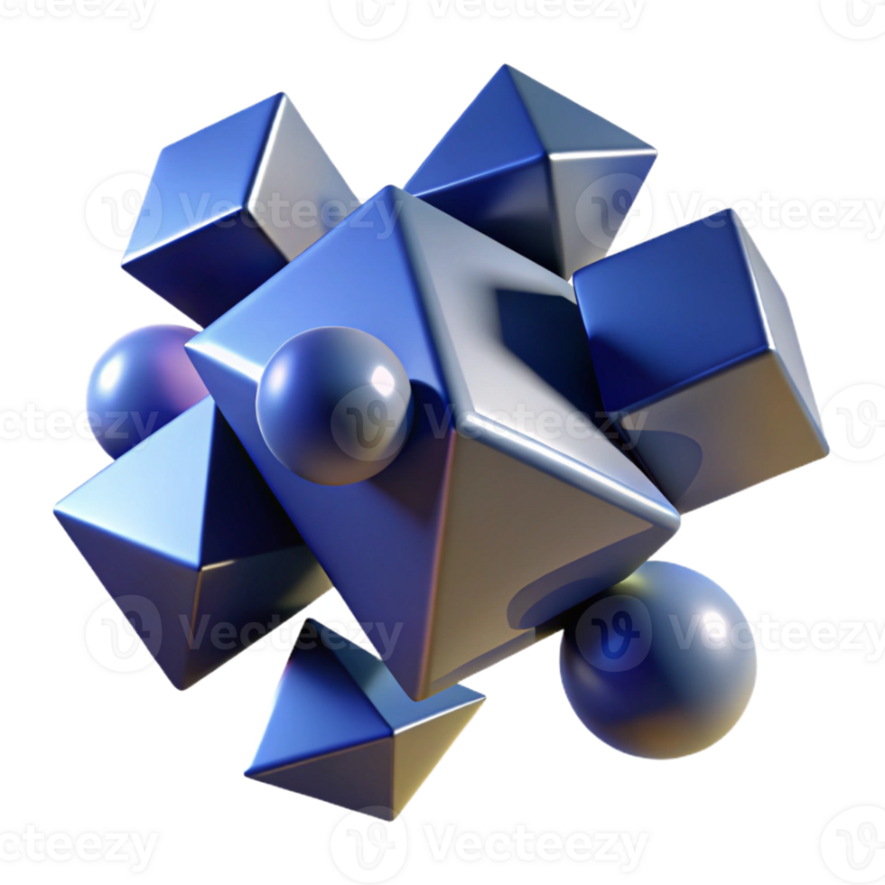 stunning abstract A Cluster of Floating Geometric Shapes authentic png