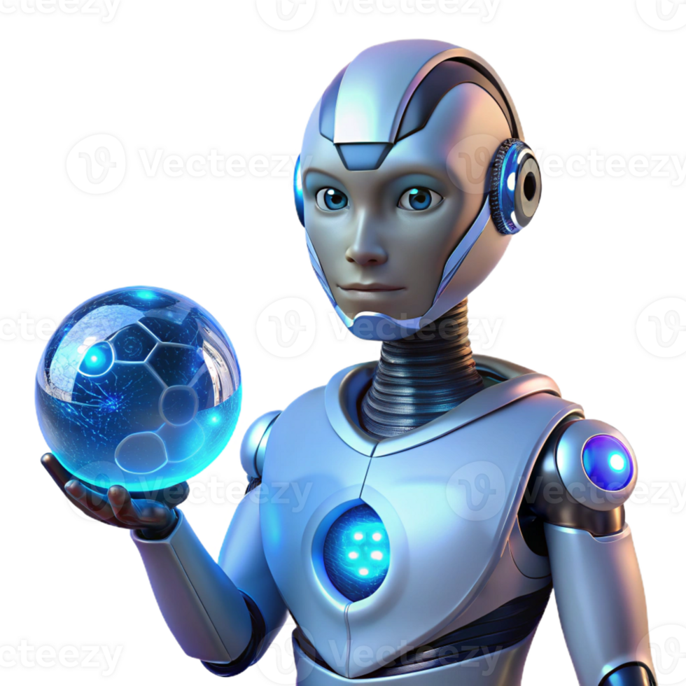 extraordinary minimalist A Humanoid Robot with Glowing Blue exclusive png