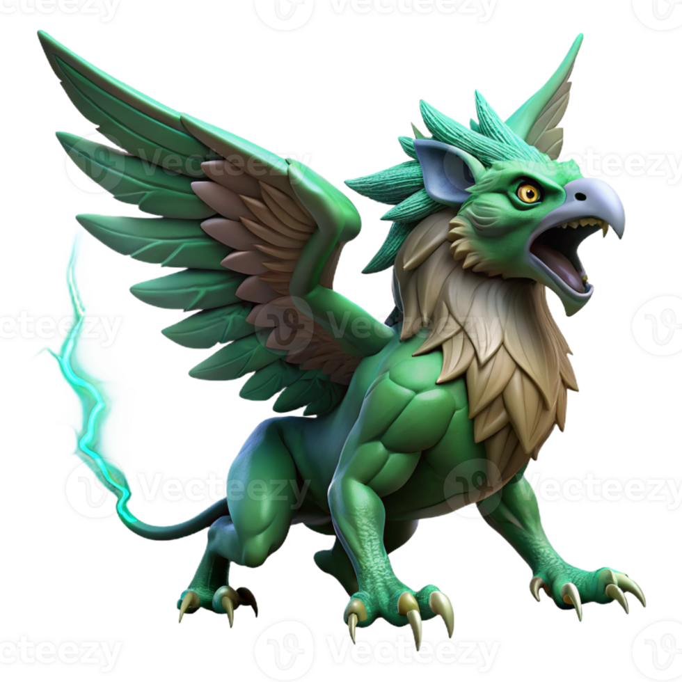 dramatic classic A Fierce Winged Griffin with Emerald genuine png