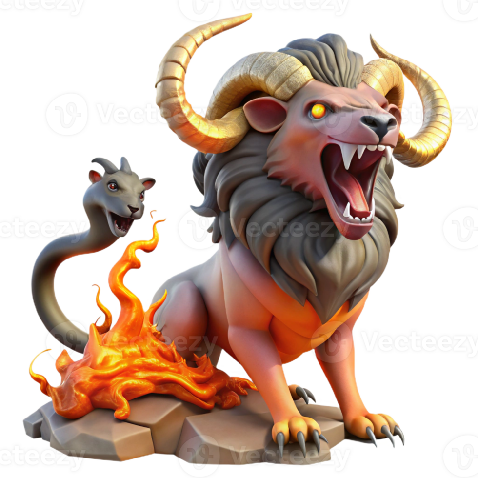 serene artistic A Fearsome Chimera with the Head of a high resolution png