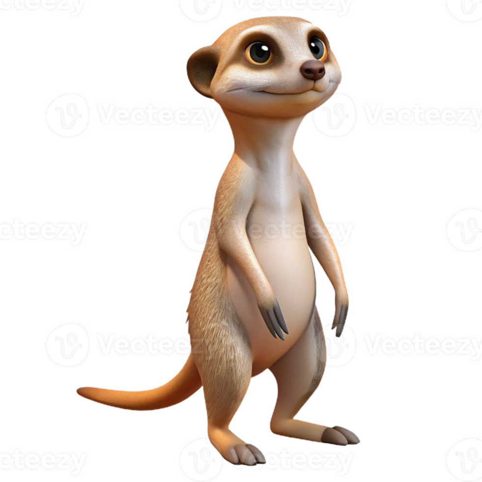 beautiful creative A Curious Meerkat Standing Upright on Its 4K png