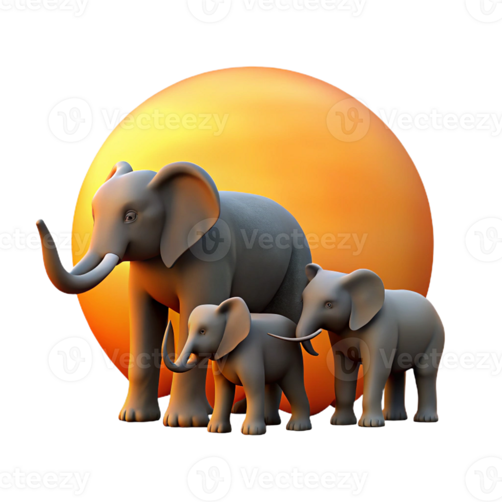 dramatic rustic A Family of Elephants Crossing a Dusty original png