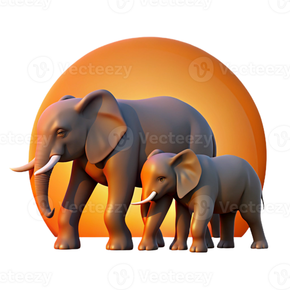 elegant rustic A Family of Elephants Crossing a Dusty detailed png