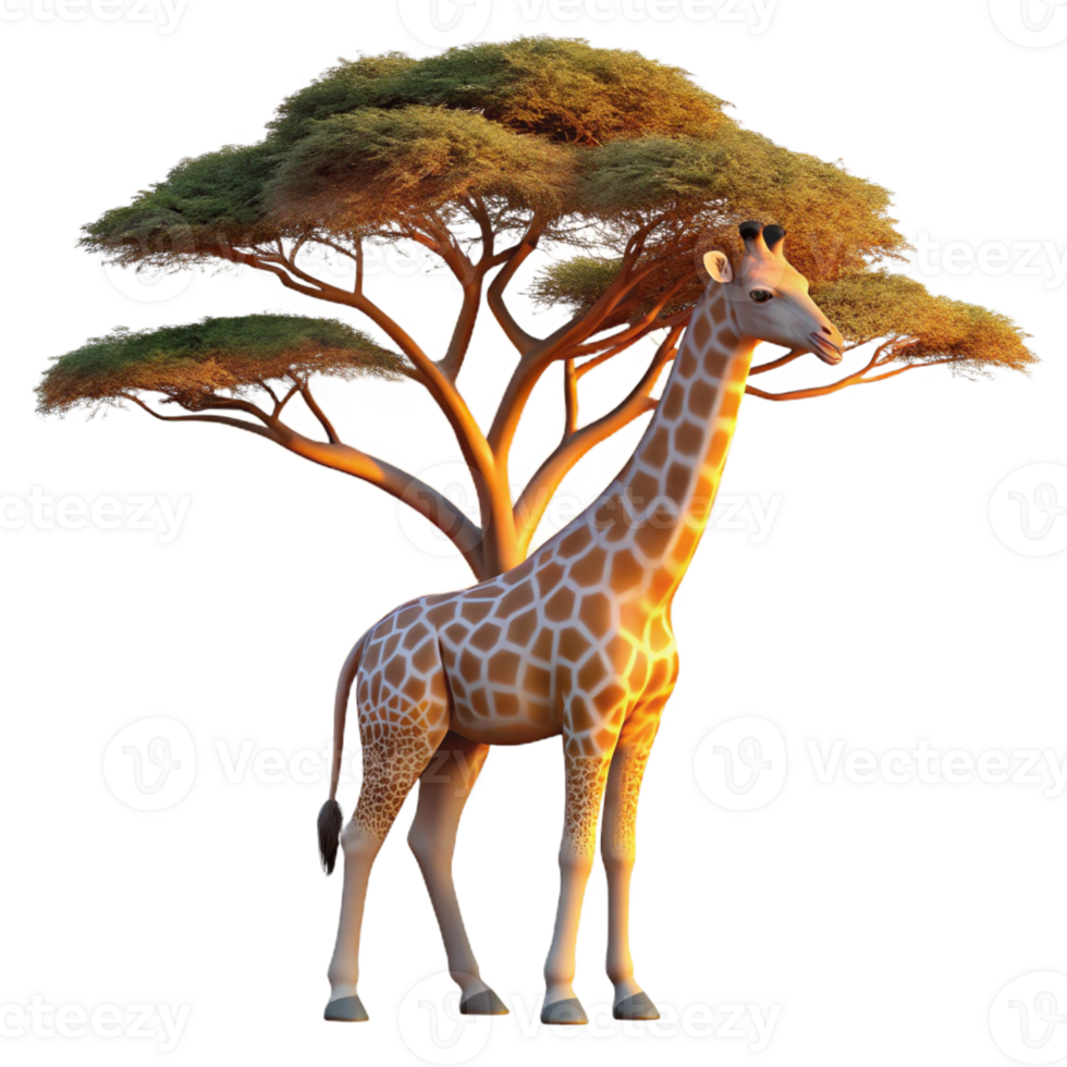 vibrant abstract A Graceful Giraffe Reaching for Leaves detailed png