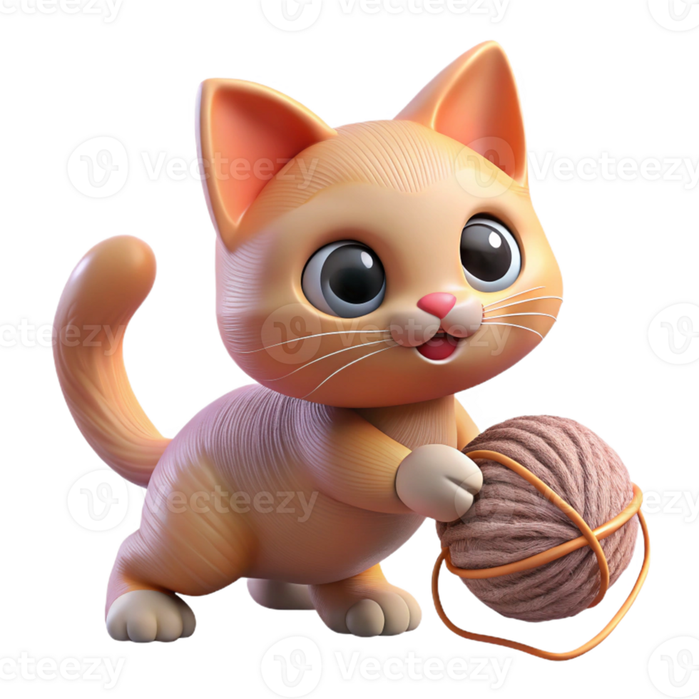 stunning artistic A Playful Kitten Batting at a Ball of detailed png