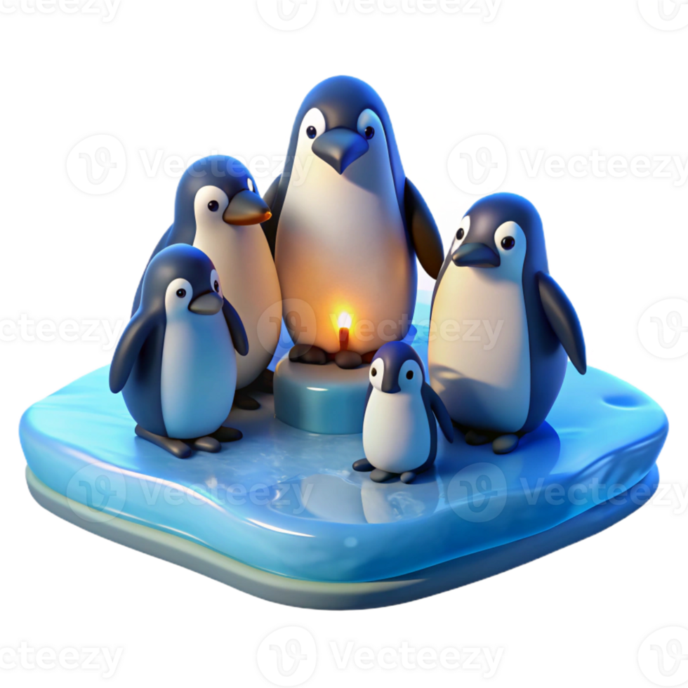 vibrant traditional A Group of Penguins Huddled Together on a 4K png