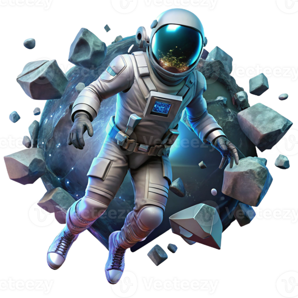 dramatic abstract A Lone Astronaut Clad in a detailed png