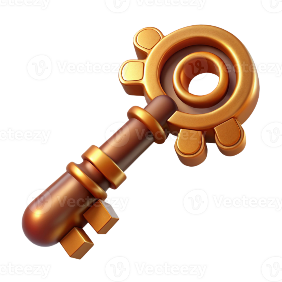 splendid vintage Steampunk key icon graphic with Transparent Background professional png