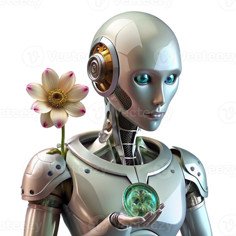 beautiful artistic A Humanoid Robot with Intricate Clockwork 4K png
