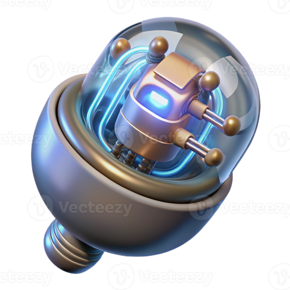 serene rustic High-tech medical implant with glowing core and intricate wiring with Transparent Background genuine png