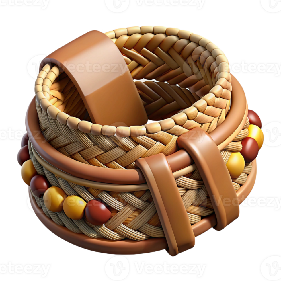signature vintage Photorealistic, ultra-detailed, isolated cutout, tribal woven belt, natural fibers, intricate beadwork with Transparent Background refined png