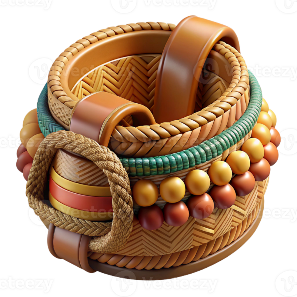 energetic captivating Photorealistic, ultra-detailed, isolated cutout, tribal woven belt, natural fibers, intricate beadwork with Transparent Background precision png