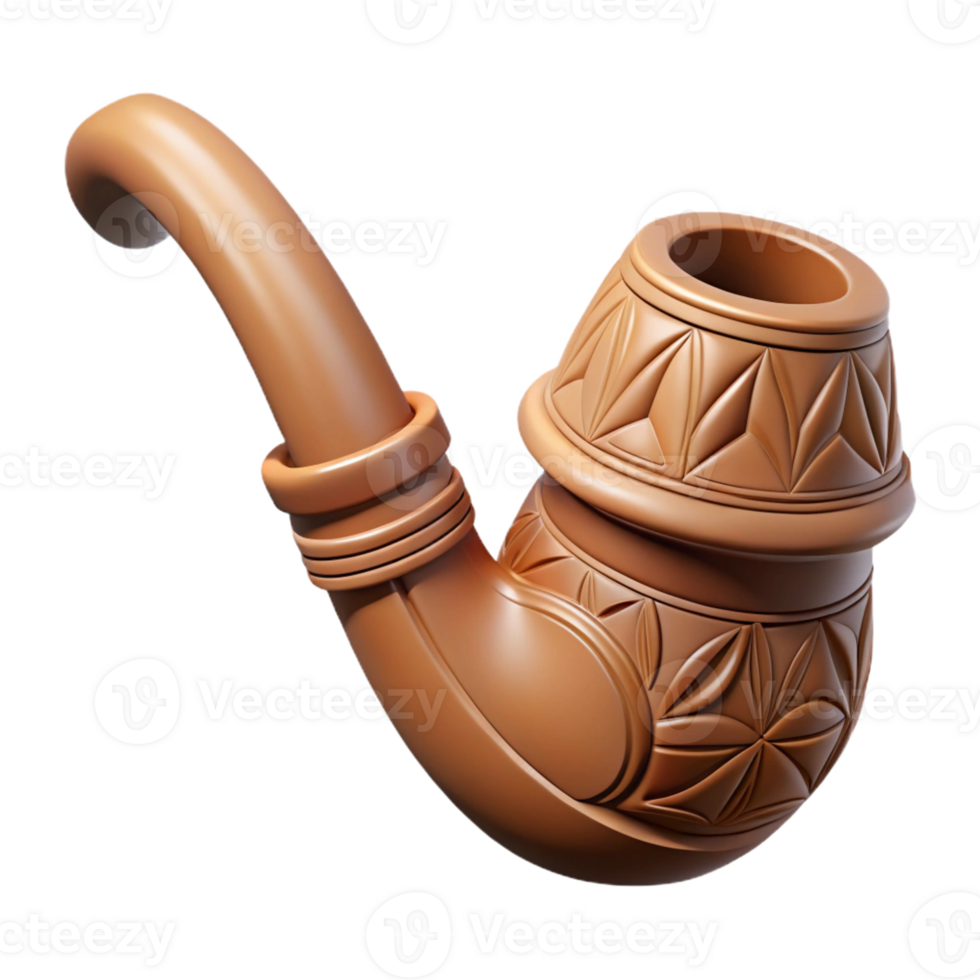 dynamic alluring Professional render, hyper-specific, isolated cutout of a tribal clay pipe, stylized animal form, intricate carving with Transparent Background exclusive png