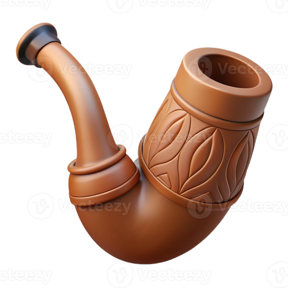 iconic baroque Professional render, hyper-specific, isolated cutout of a tribal clay pipe, stylized animal form, intricate carving with Transparent Background 4K png