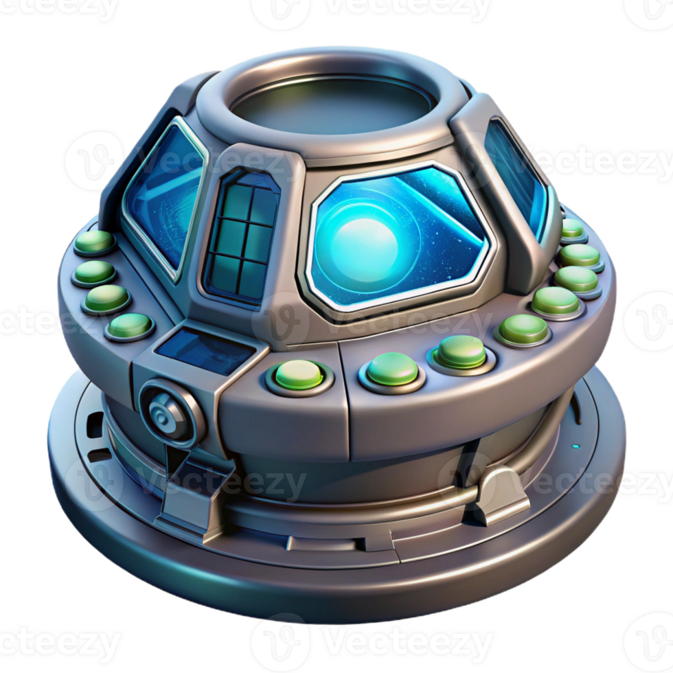 splendid contemporary Ultra-detailed, isolated cutout concept art style rendering of a single, advanced stasis pod, displaying intricate control panels with Transparent Background gallery standard png