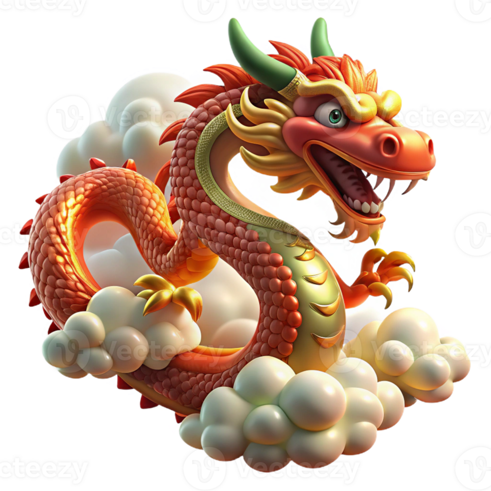 wonderful vintage A Proud Chinese Dragon with Shimmering premium png