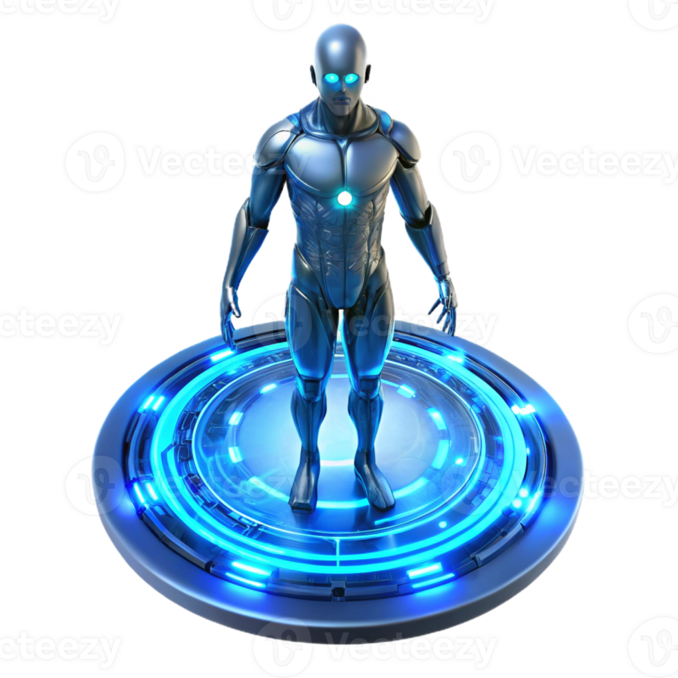 stunning classic A Lone Cyborg with Glowing Blue genuine png
