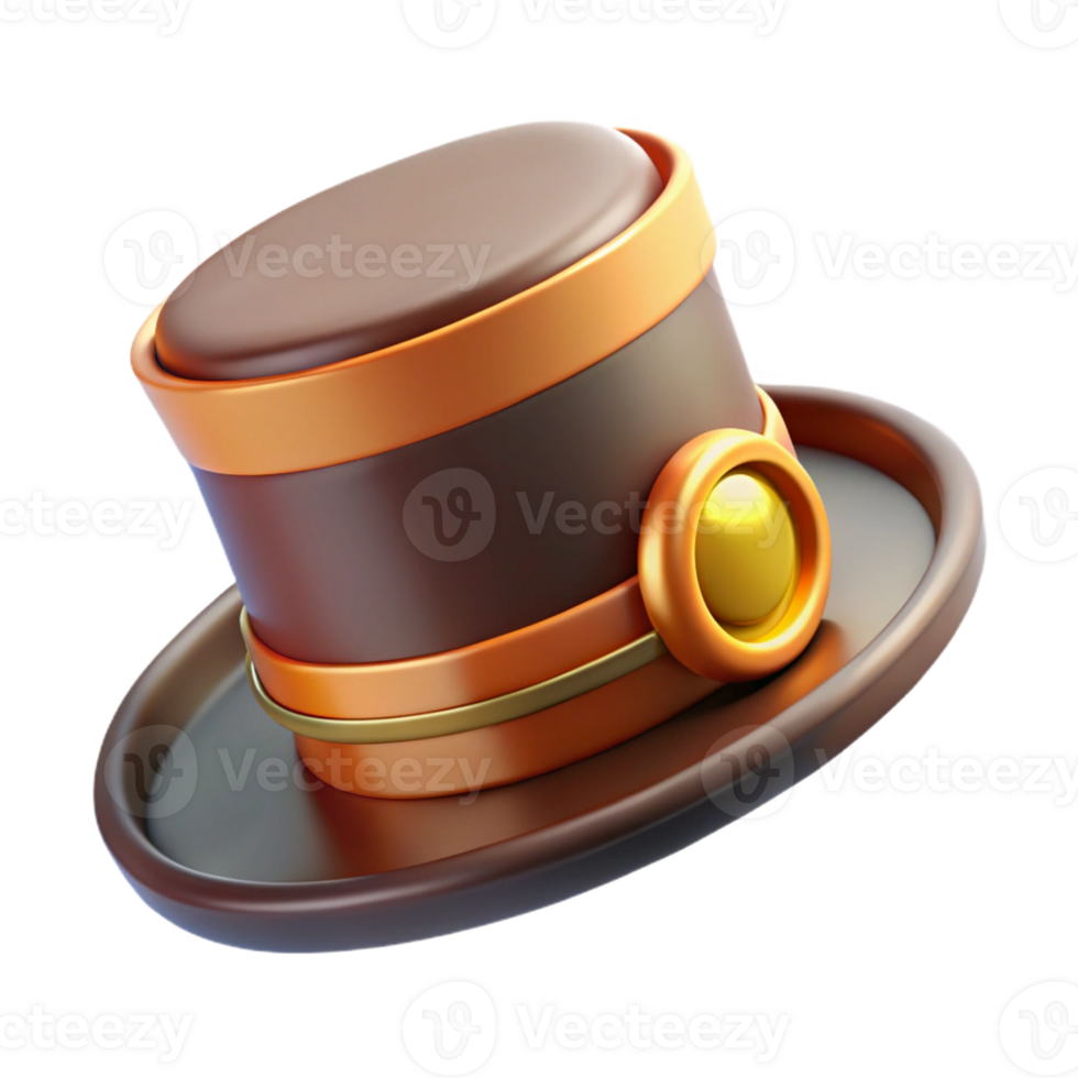 pristine playful avant-garde Steampunk top hat icon image with Transparent Background expertly shot png