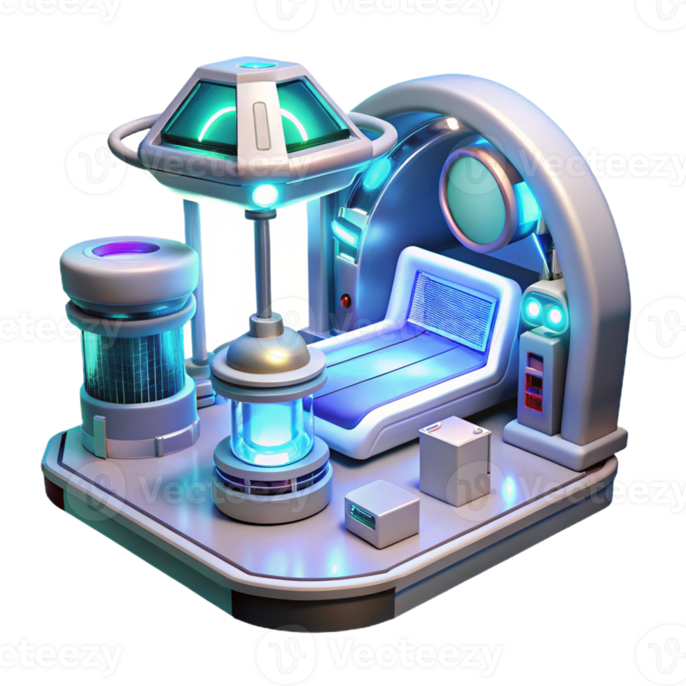 vibrant rustic A Futuristic Medical Bay with Glowing professional png